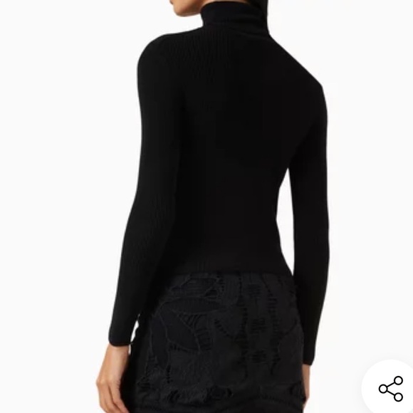 NWT SEA NEW YORK Liesel Embroidered Combo Long Sleeve Turtleneck Top Black - Picture 3 of 9